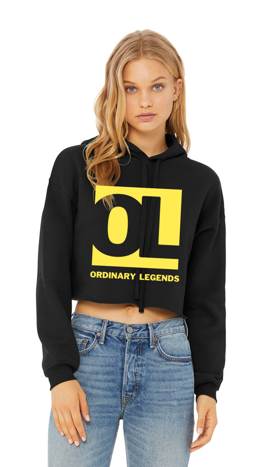 Sponge Cropped Fleece Hoodie - OL Main Logo - Gold