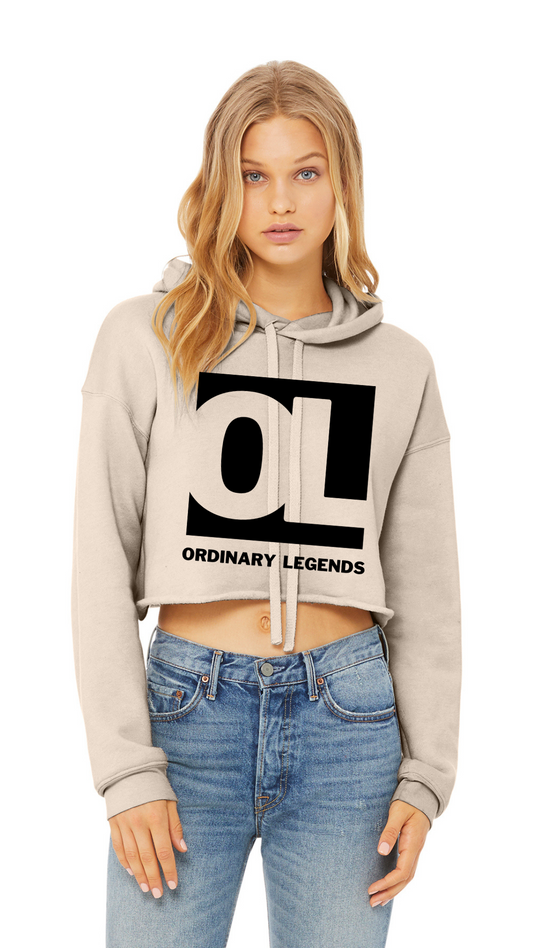 Sponge Cropped Fleece Hoodie - OL Main Logo - Black