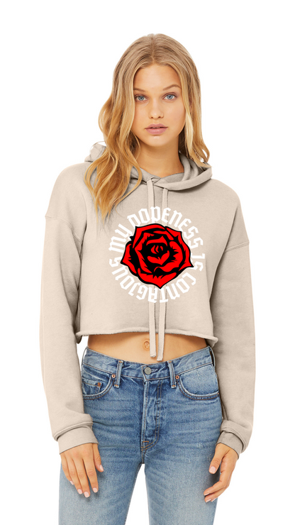 Sponge Cropped Fleece Hoodie - OL Rose - White